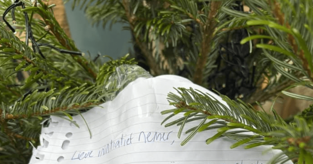 kerstboom briefje